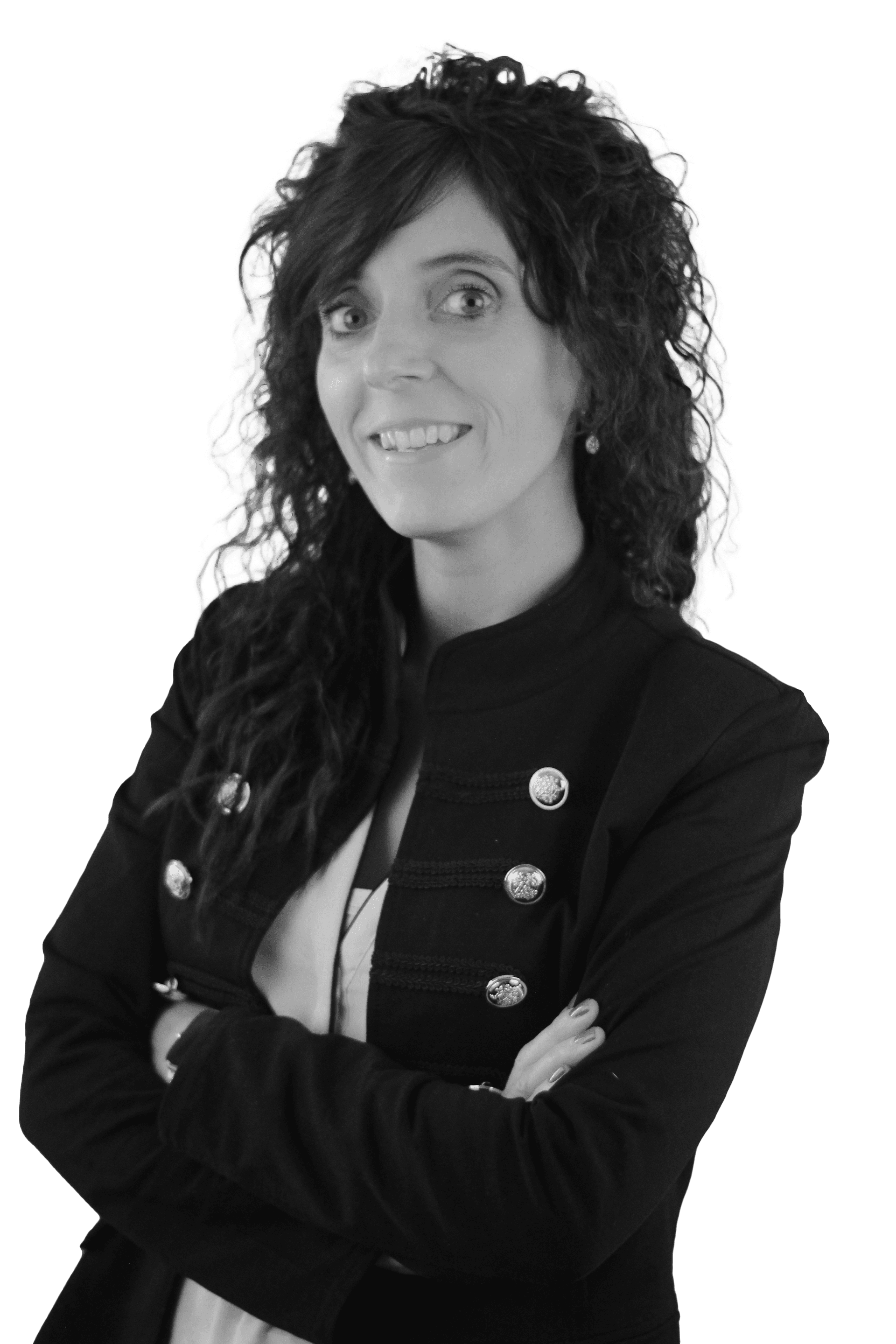 Retrato en blanco y negro de Arancha Manzano, Responsable Implementación y Reporting de IAG7 Business Travel.
