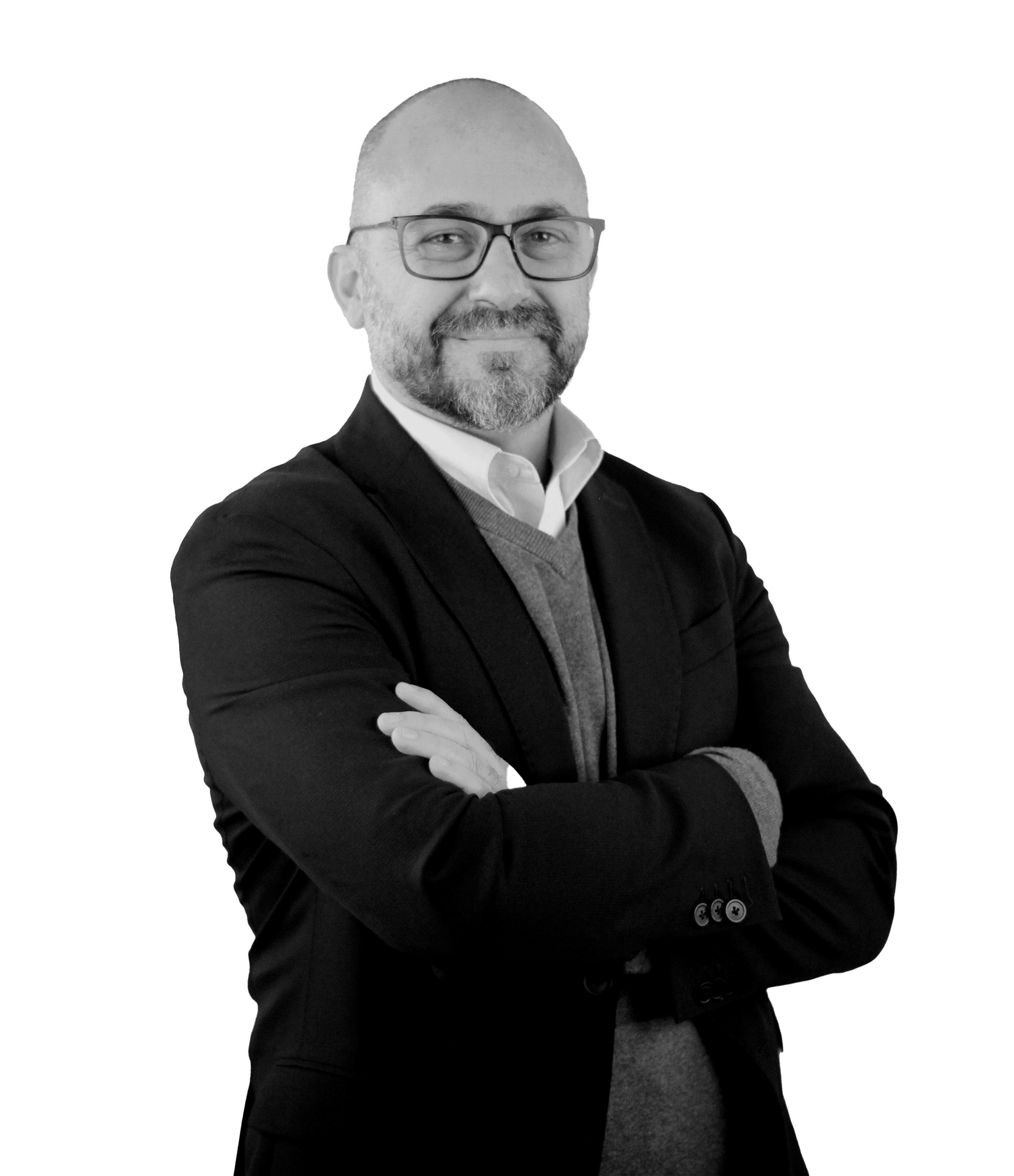 Retrato en branco e negro de José Padilla, Director Generao de empresas e vacacionao de IAG7 Business Travel.