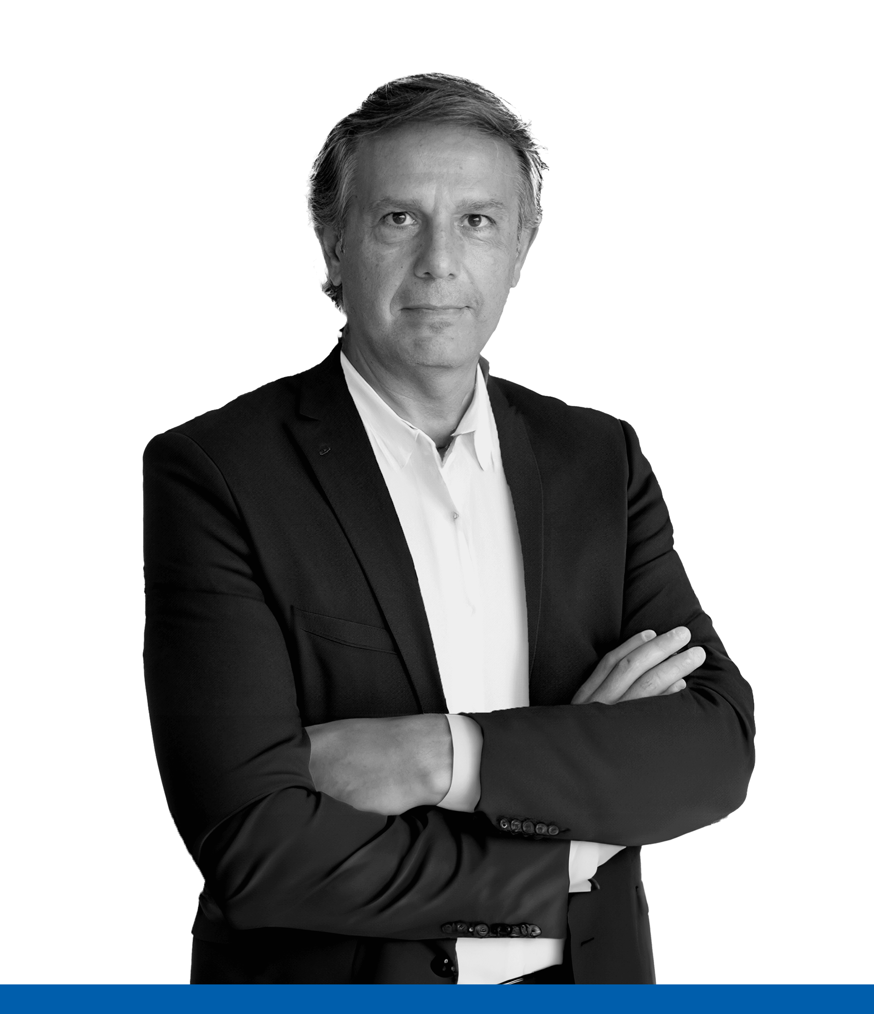 José Luis Vázquezen erretratua zuri-beltzean, IAG7 Viajesen MICE Zuzendari Nagusia.