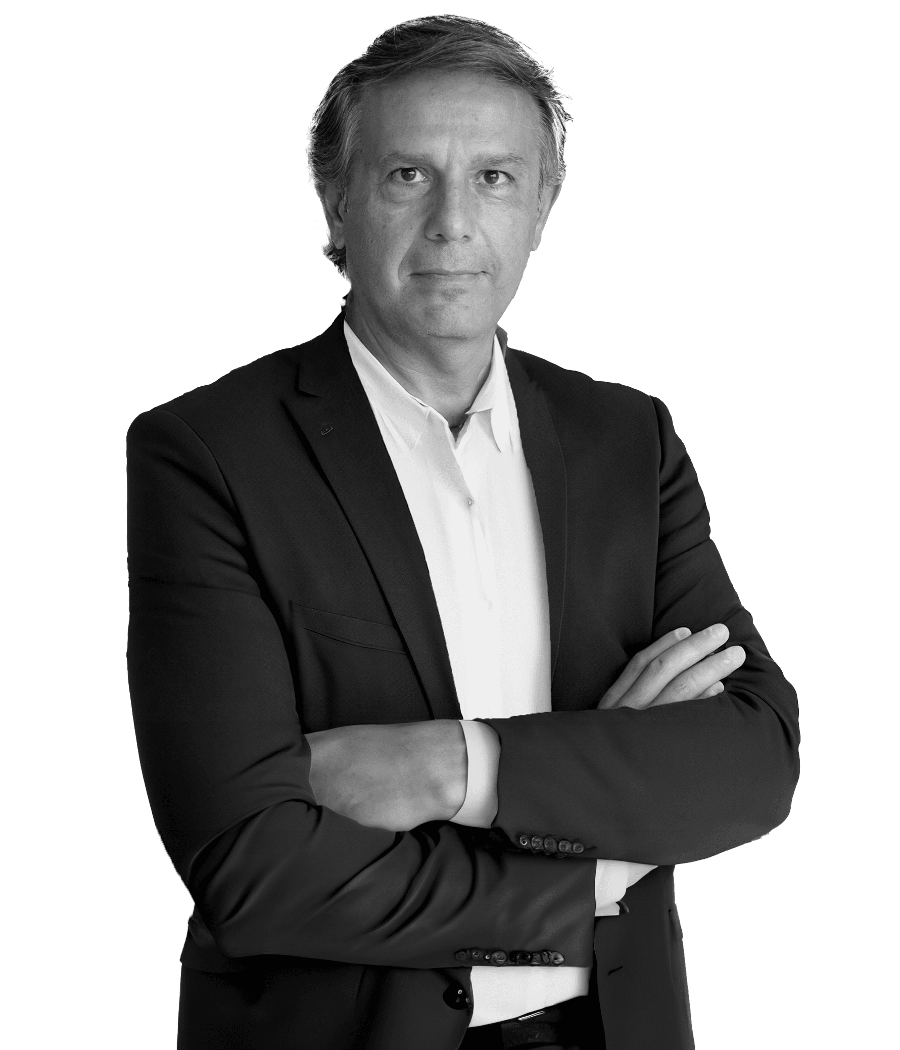 Retrato en branco e negro de José Luis Vázquez, Director Xeral MICE de IAG7 Viajes.