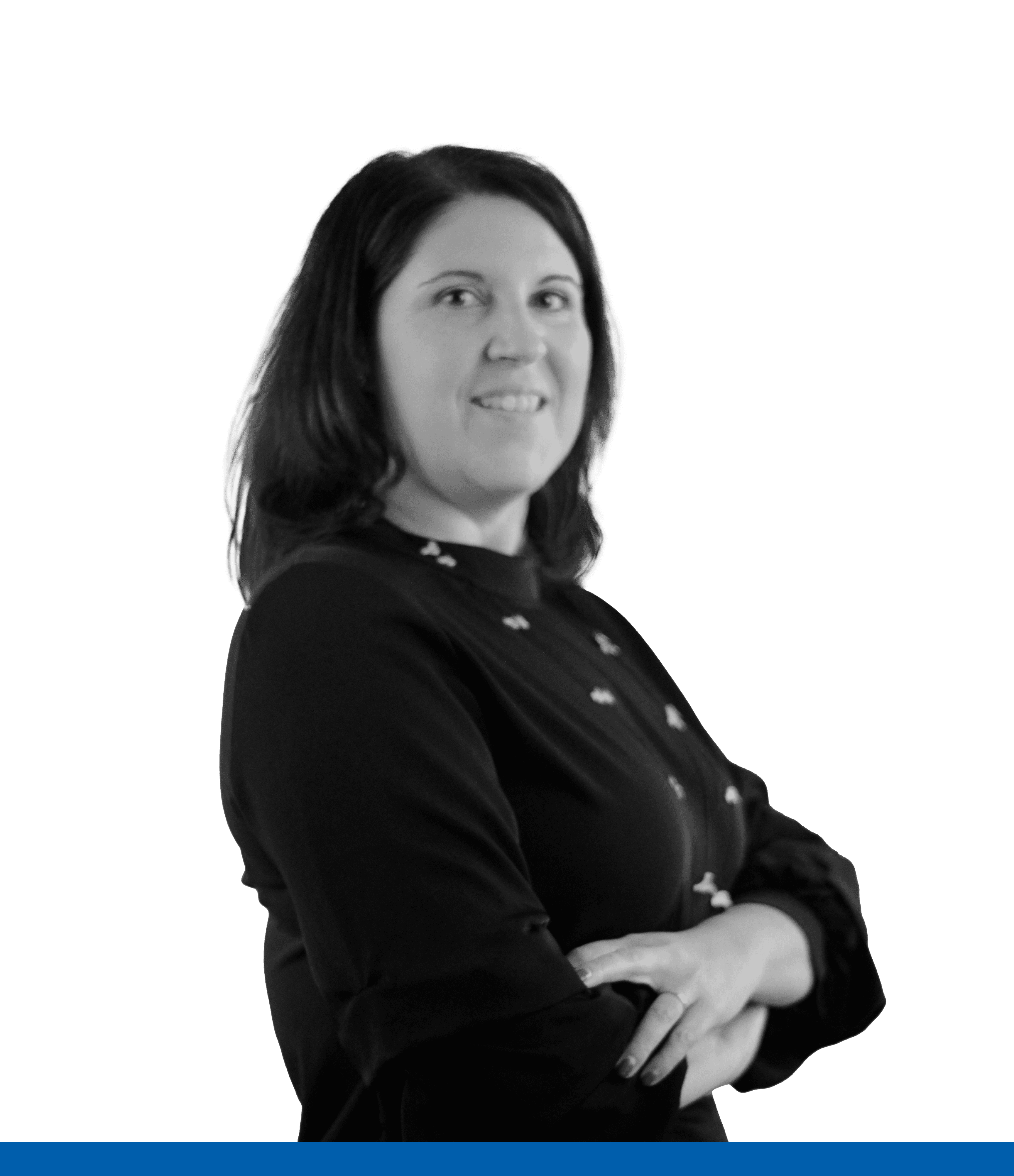 Retrato en blanco y negro de Sara Ruiz del Valle, Directora de Contratación de IAG7 Viajes.